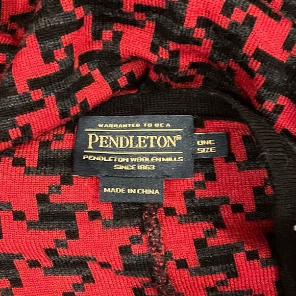 Pendleton 100% Merino Wool Cocoon Cardigan Sweater One Size Red Houndstooth - Picture 7 of 8